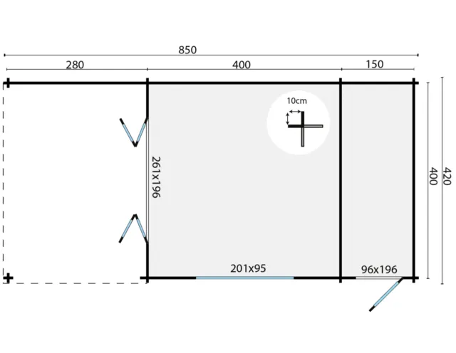Blokhut - Tuinhuis Sibella | 44 mm | vuren groen geïmpregneerd