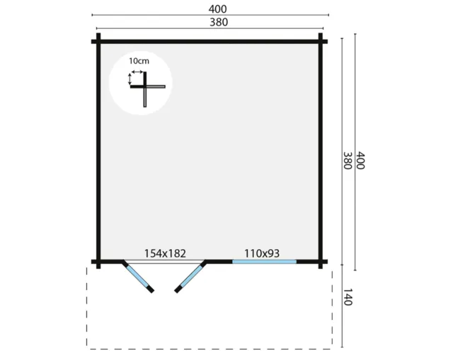 Blokhut - Tuinhuis Stian | 58 mm | vuren onbehandeld