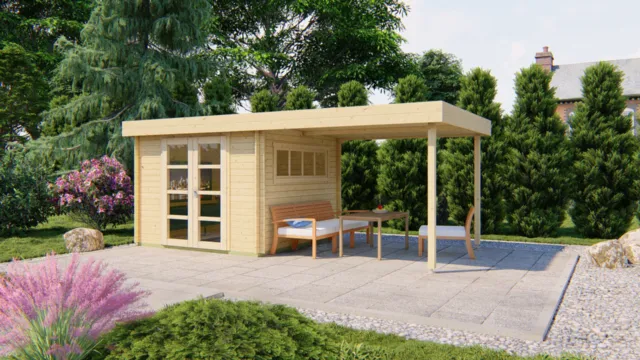 Blokhut - Tuinhuis Dellinger | 28 mm | vuren onbehandeld